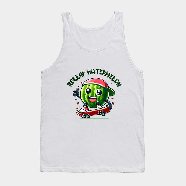 Rollin' Watermelon: Skateboarding Sweetness Tank Top by SimplyIdeas